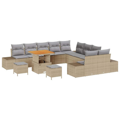 Garten-Sofa-Set 13 pcs Beige und Hellgrau 80 x 80 x 71 cm