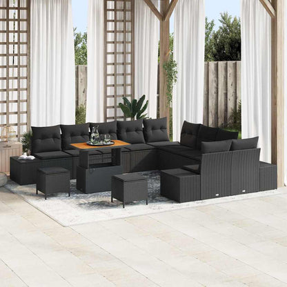 Garten-Sofa-Set mit Kissen 13 pcs Schwarz 90 x 55 x 71 cm