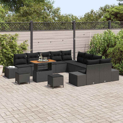 Garten-Sofa-Set mit Kissen 13 pcs Schwarz 90 x 55 x 71 cm