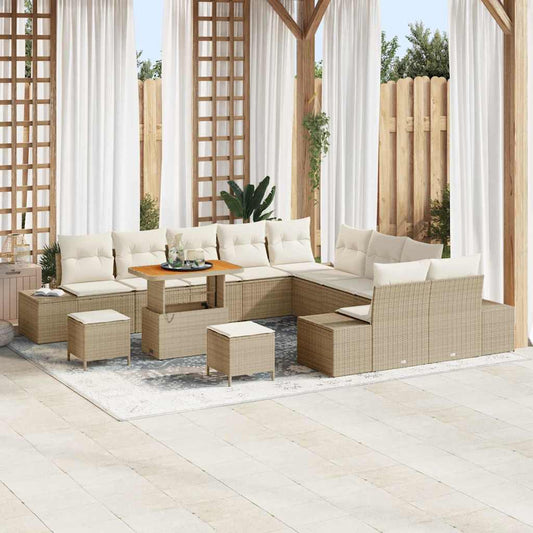 Garten-Sofa-Set 13 pcs Beige und Creme 90 x 55 x 71 cm