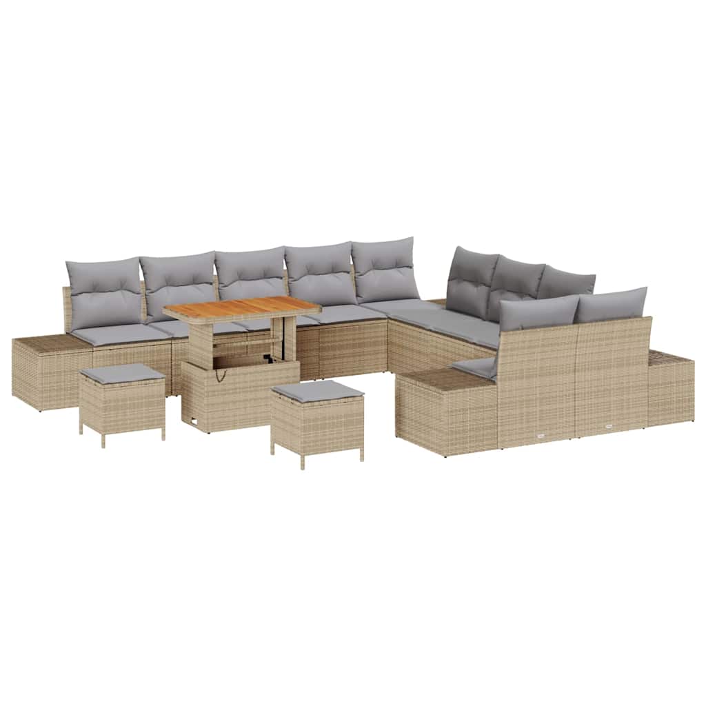 Garten-Sofa-Set 13 pcs Beige und Hellgrau 90 x 55 x 71 cm