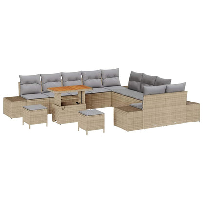 Garten-Sofa-Set 13 pcs Beige und Hellgrau 90 x 55 x 71 cm