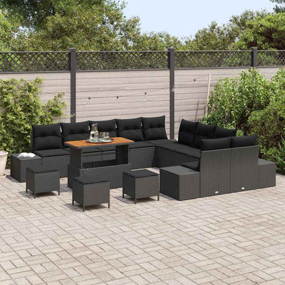 Garten-Sofa-Set mit Kissen 13 pcs Schwarz 110 x 55 x 71 cm