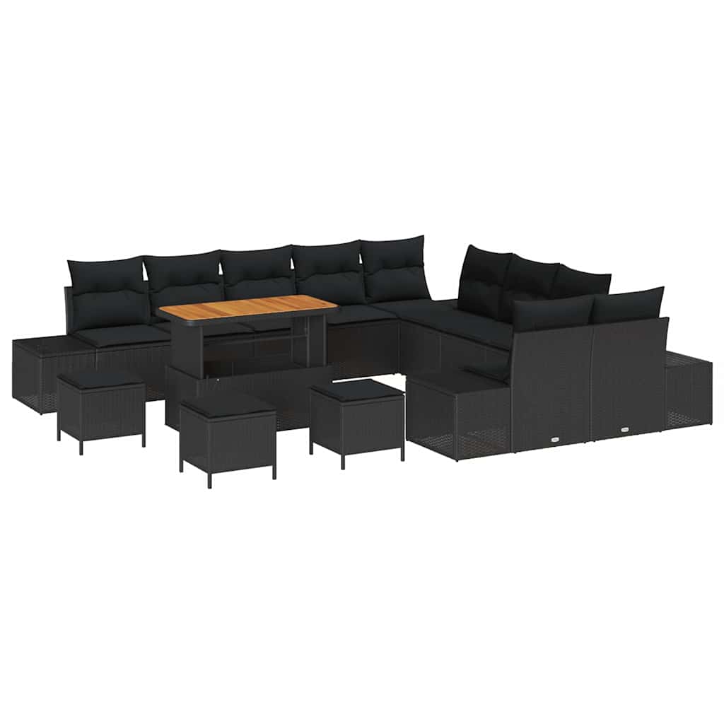 Garten-Sofa-Set mit Kissen 13 pcs Schwarz 110 x 55 x 71 cm