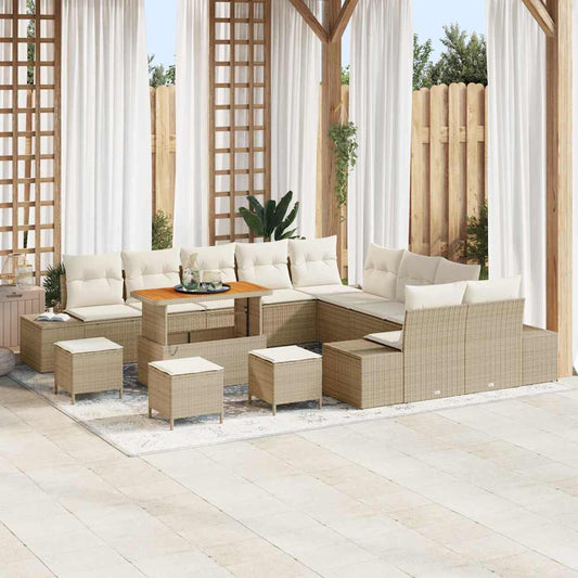 Garten-Sofa-Set 13 pcs Beige und Creme 110 x 55 x 71 cm