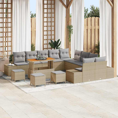Garten-Sofa-Set 13 pcs Beige und Hellgrau 110 x 55 x 71 cm