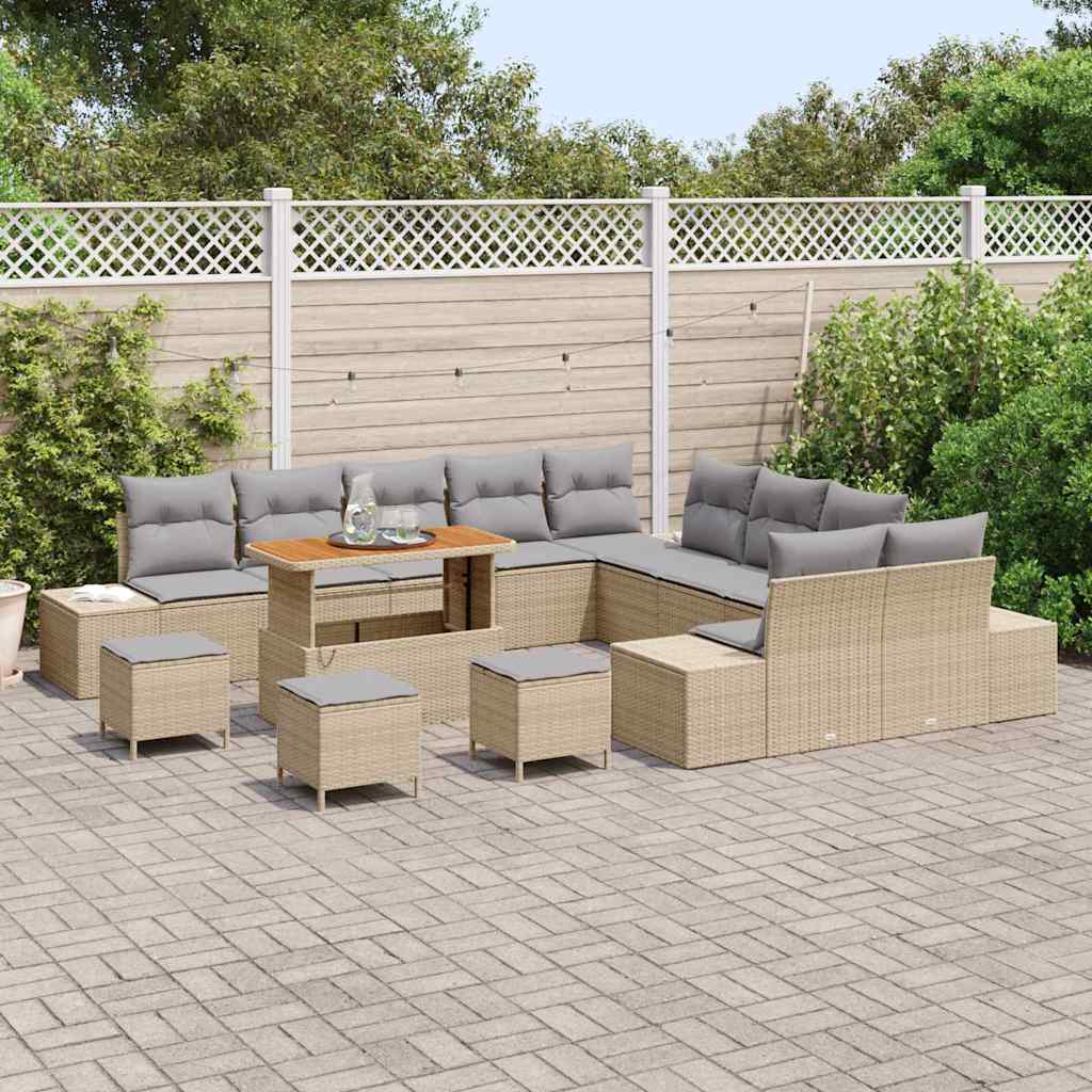 Garten-Sofa-Set 13 pcs Beige und Hellgrau 110 x 55 x 71 cm