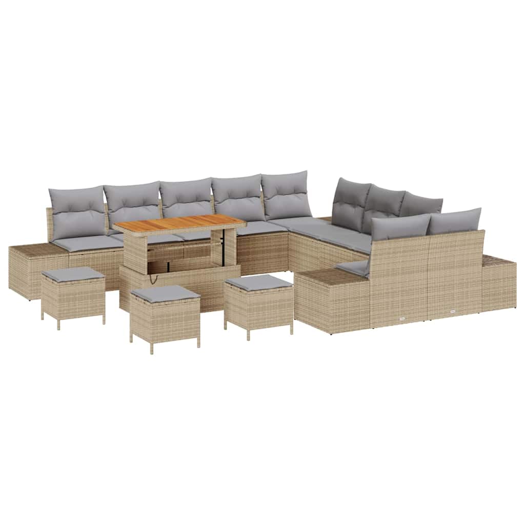 Garten-Sofa-Set 13 pcs Beige und Hellgrau 110 x 55 x 71 cm