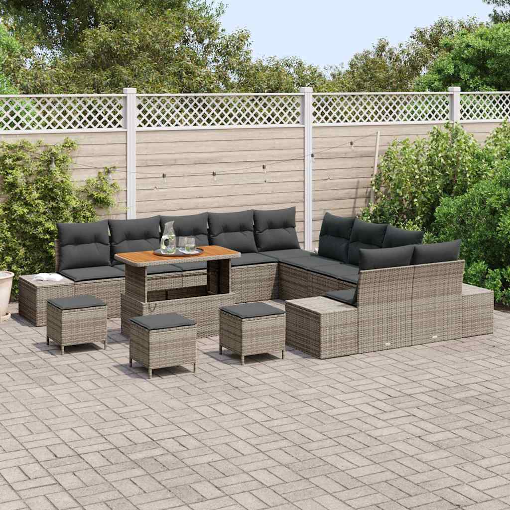 Garten-Sofa-Set 13 pcs Hellgrau und Dunkelgrau 110 x 55 x 71 cm