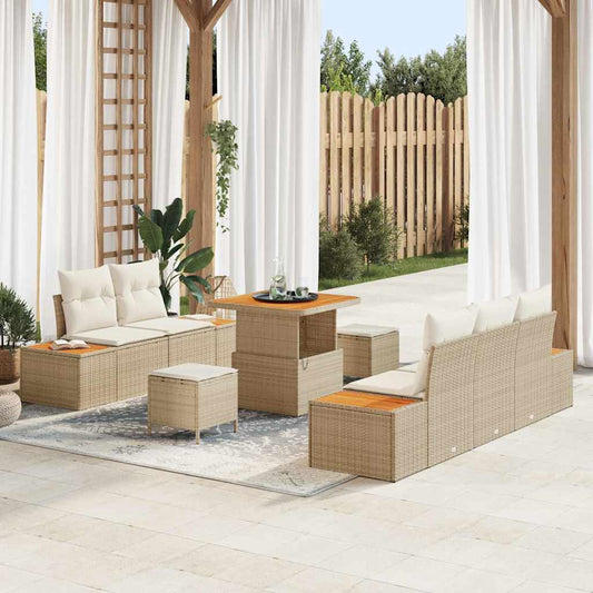 Garten-Sofa-Set mit Kissen 8 pcs Beige, Creme 80 x 80 x 71 cm