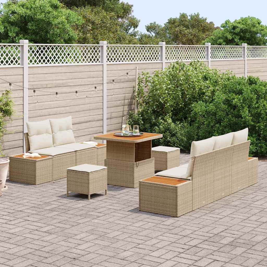 Garten-Sofa-Set mit Kissen 8 pcs Beige, Creme 80 x 80 x 71 cm