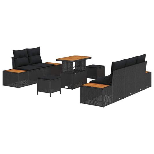 Garten-Sofa-Set mit Kissen 8 pcs Schwarz 90 x 55 x 71 cm