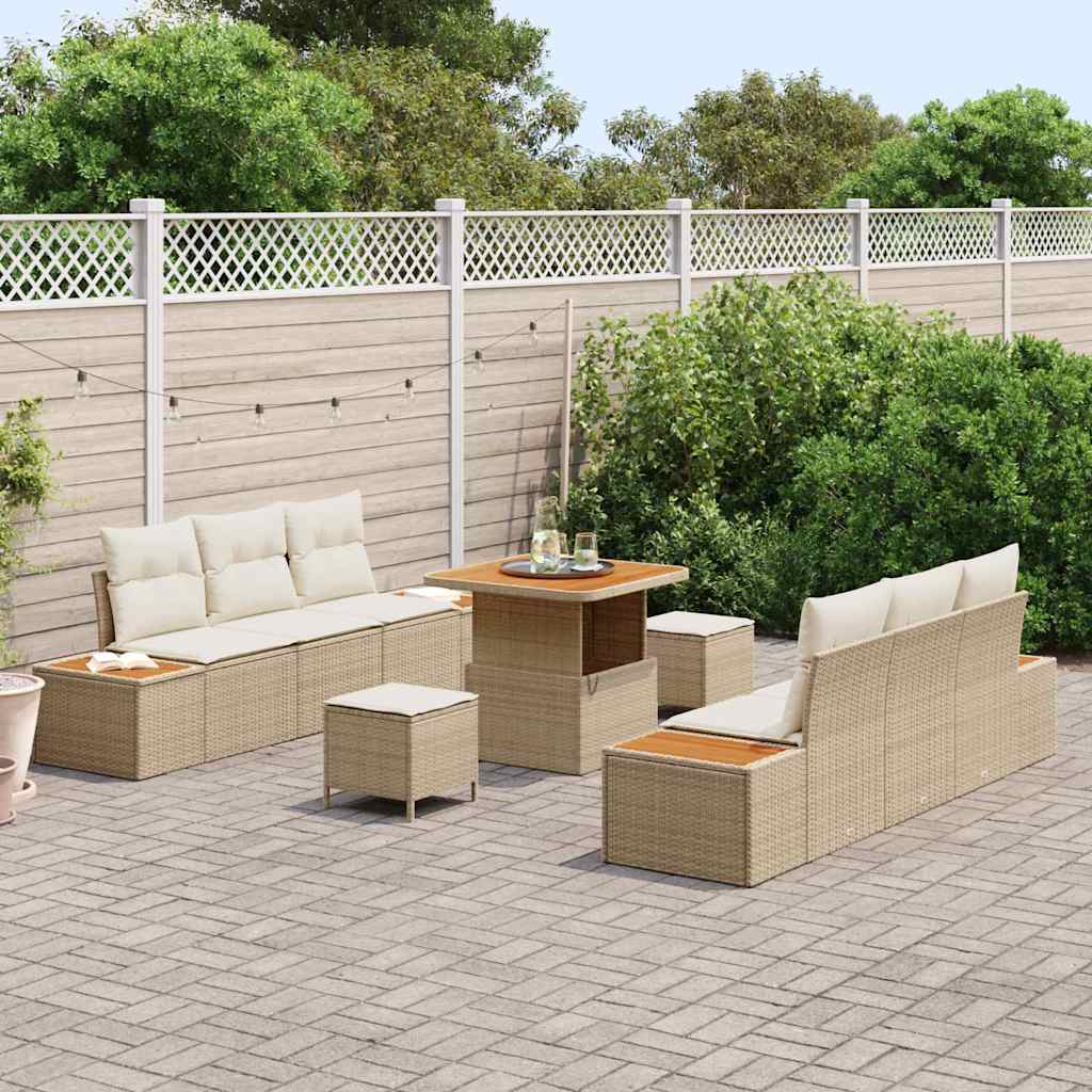 Garten-Sofa-Set mit Kissen 9 pcs Beige, Creme 80 x 80 x 71 cm