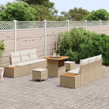 Garten-Sofa-Set mit Kissen 9 pcs Beige, Creme 80 x 80 x 71 cm