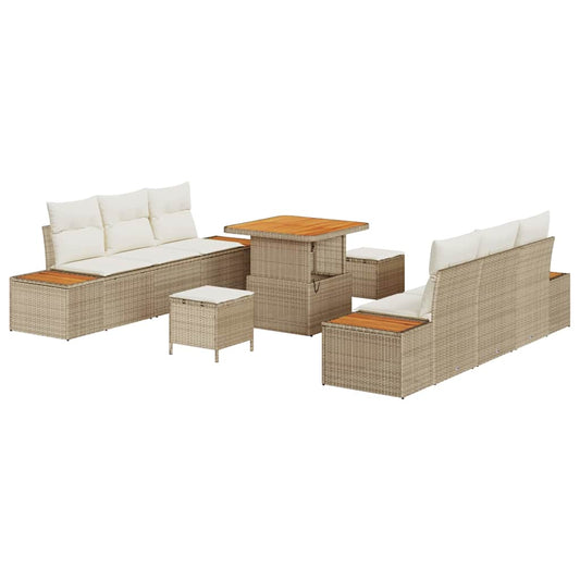 Garten-Sofa-Set mit Kissen 9 pcs Beige, Creme 80 x 80 x 71 cm