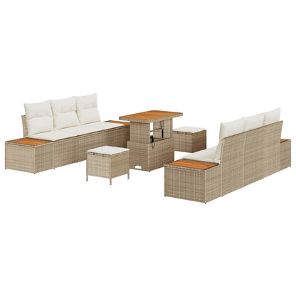 Garten-Sofa-Set 9 pcs Beige und Creme 90 x 55 x 71 cm