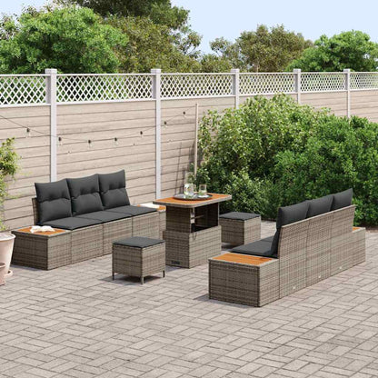 Garten-Sofa-Set 9 pcs Hellgrau und Dunkelgrau 90 x 55 x 71 cm