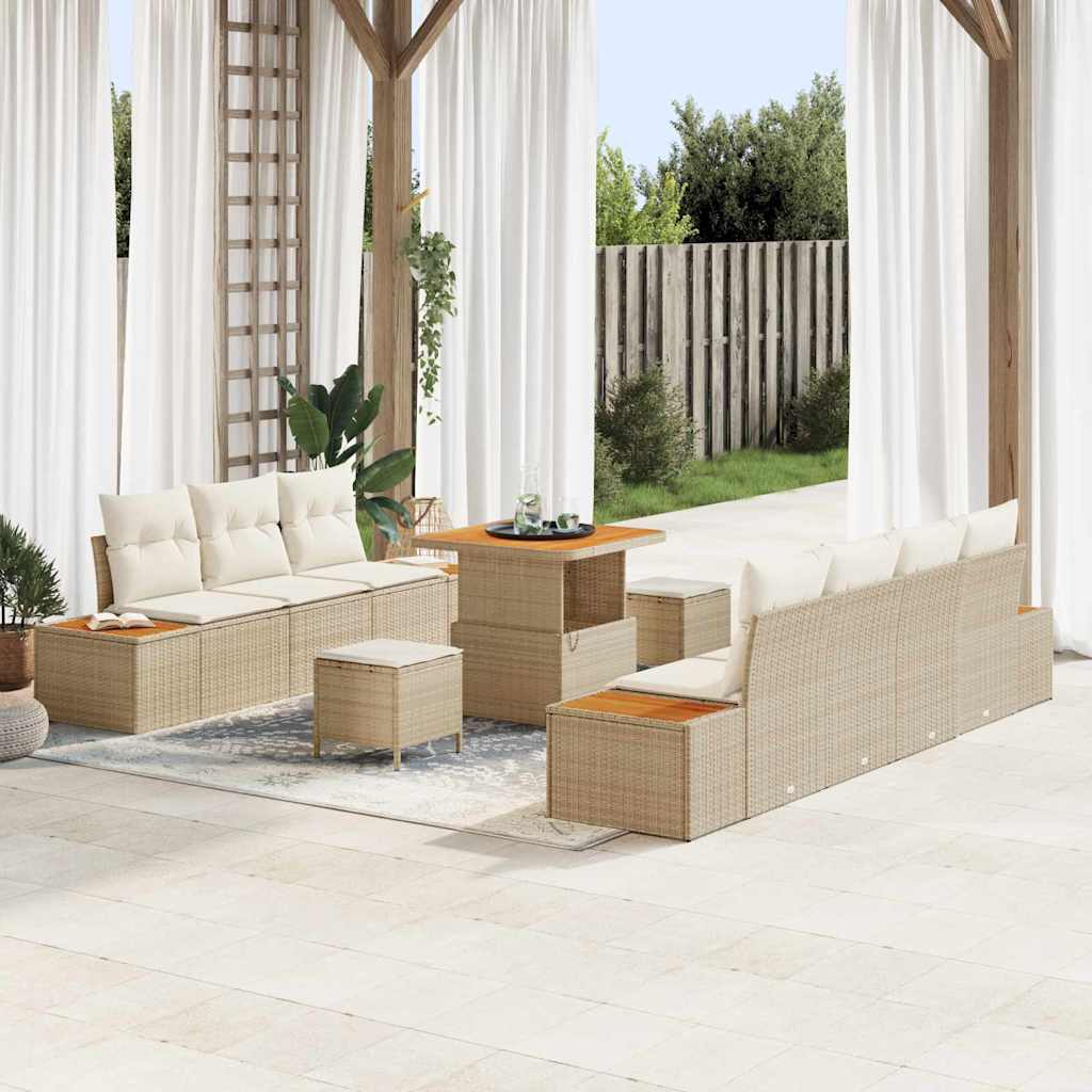 Garten-Sofa-Set 10 pcs Beige und Creme 80 x 80 x 71 cm