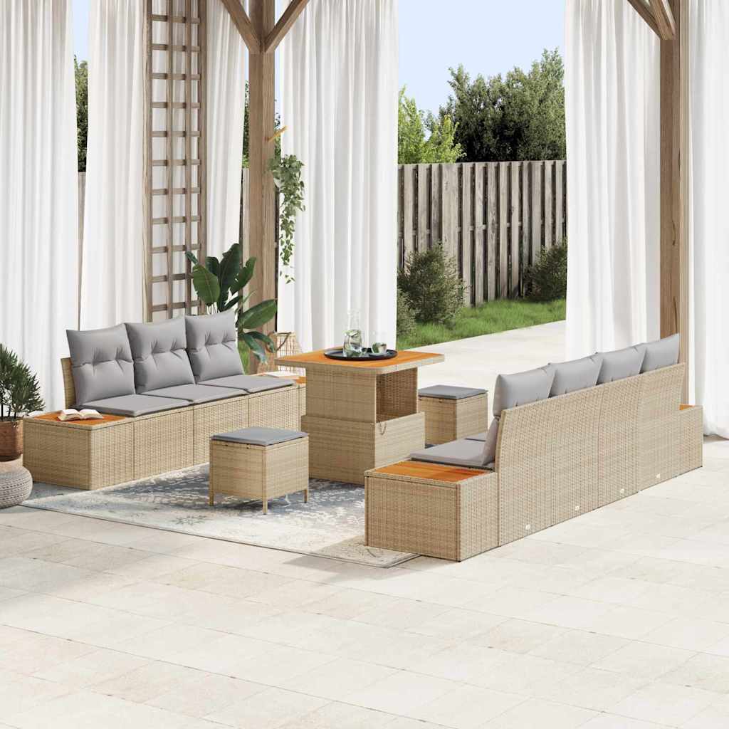 Garten-Sofa-Set 10 pcs Beige und Hellgrau 80 x 80 x 71 cm