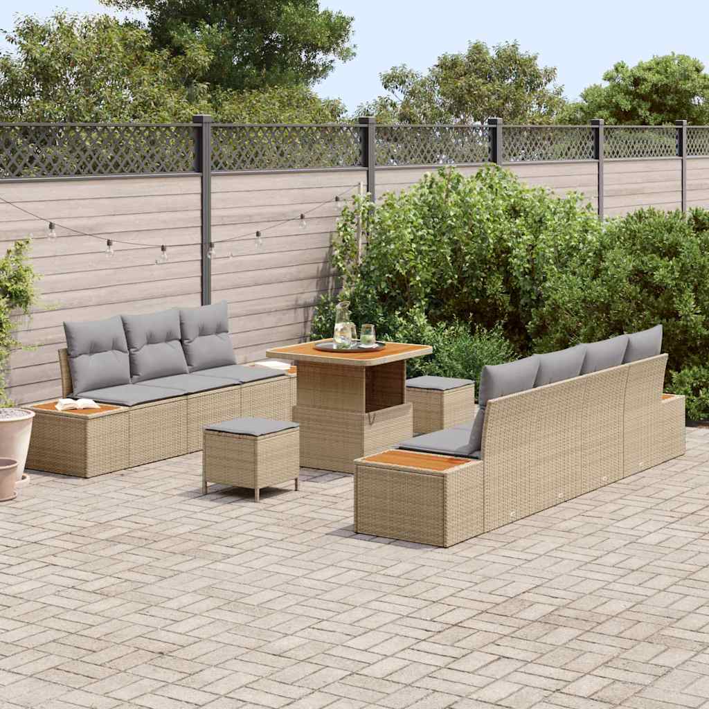 Garten-Sofa-Set 10 pcs Beige und Hellgrau 80 x 80 x 71 cm
