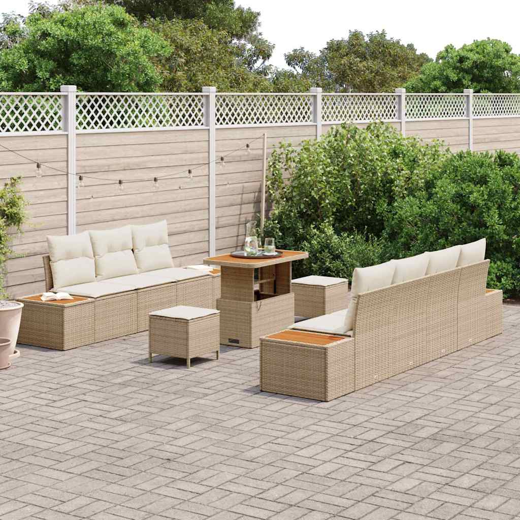 Garten-Sofa-Set 10 pcs Beige und Creme 90 x 55 x 71 cm