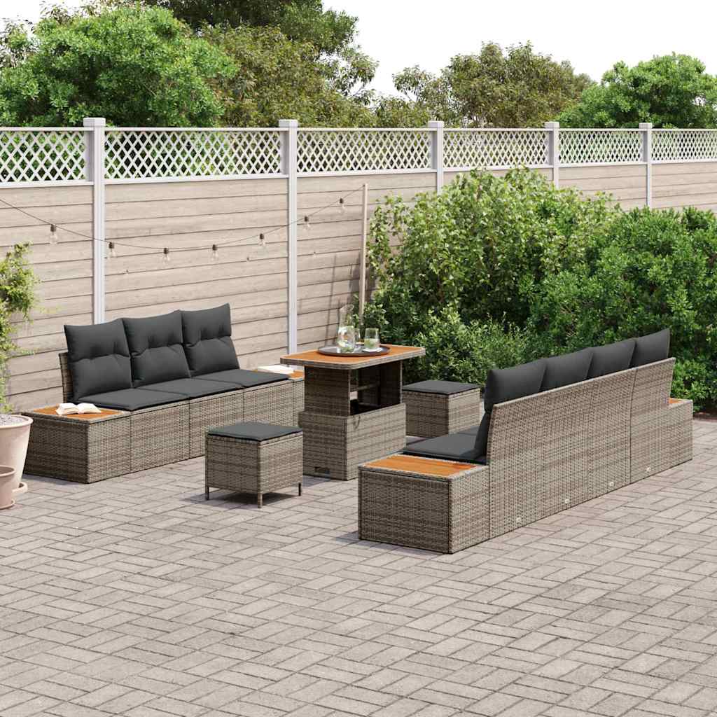 Garten-Sofa-Set 10 pcs Hellgrau und Dunkelgrau 90 x 55 x 71 cm