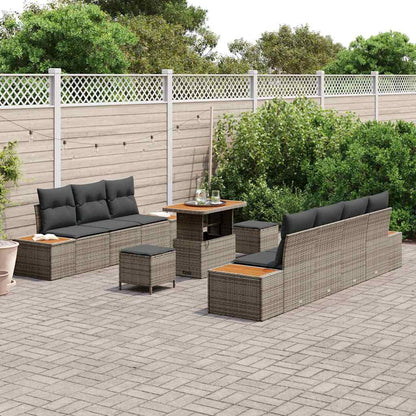 Garten-Sofa-Set 10 pcs Hellgrau und Dunkelgrau 90 x 55 x 71 cm