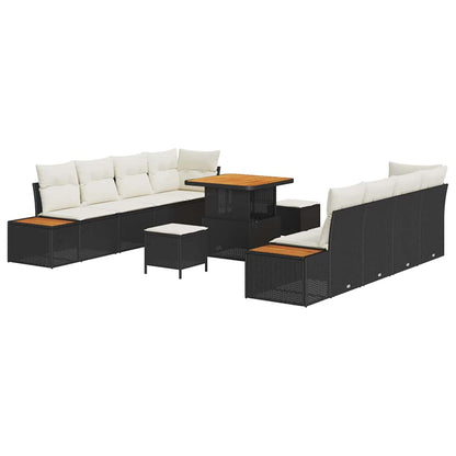 Garten-Sofa-Set 11 pcs Schwarz und Creme 80 x 80 x 71 cm