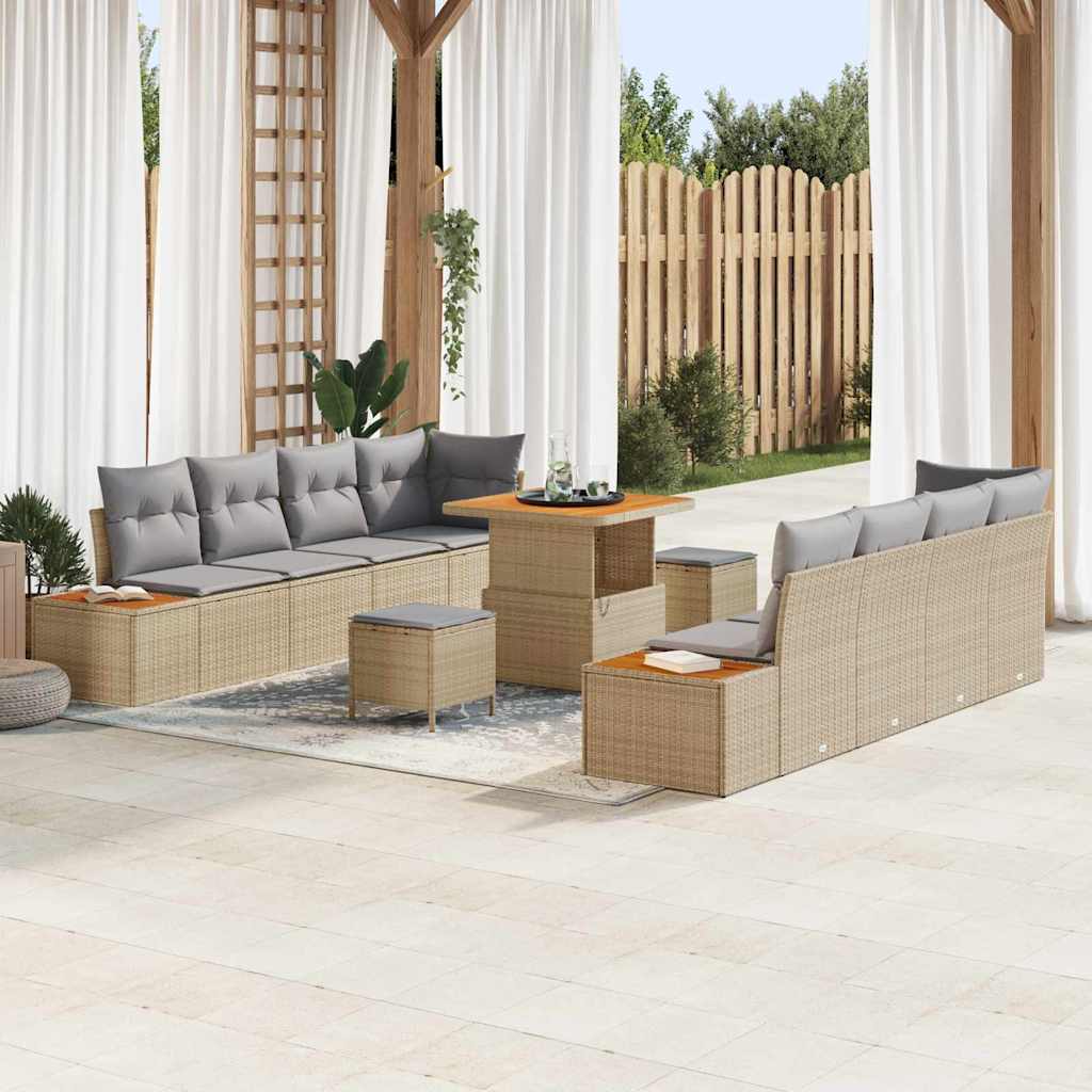 Garten-Sofa-Set 11 pcs Beige und Hellgrau 80 x 80 x 71 cm