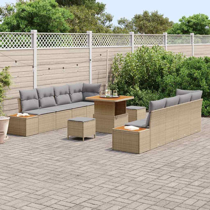 Garten-Sofa-Set 11 pcs Beige und Hellgrau 80 x 80 x 71 cm