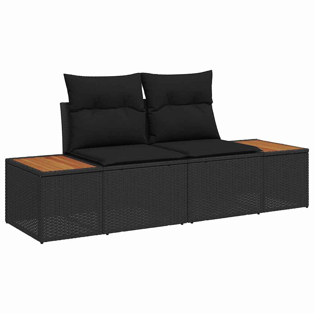 Garten-Sofa-Set mit Kissen 11 pcs Schwarz 90 x 55 x 71 cm