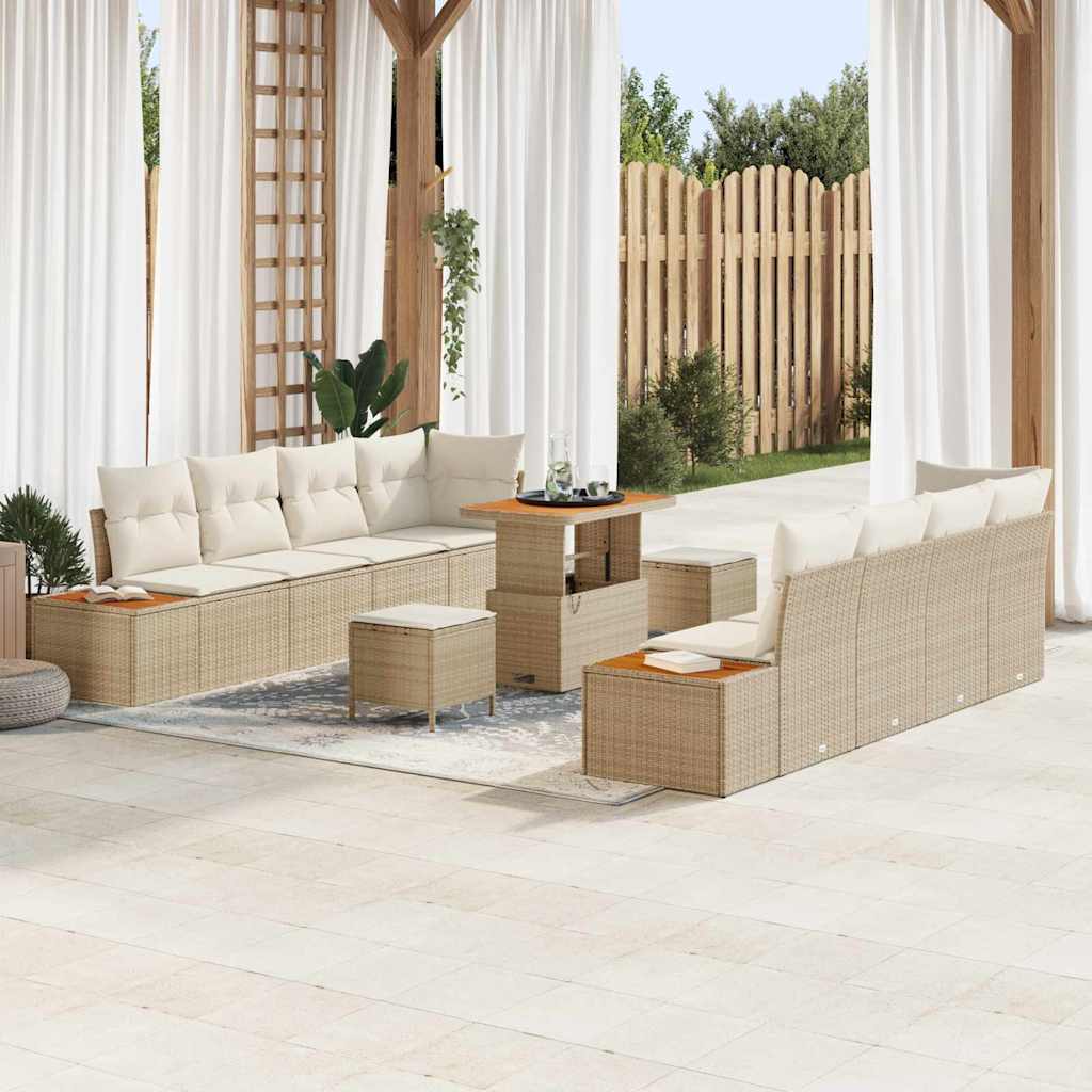 Garten-Sofa-Set 11 pcs Beige und Creme 90 x 55 x 71 cm
