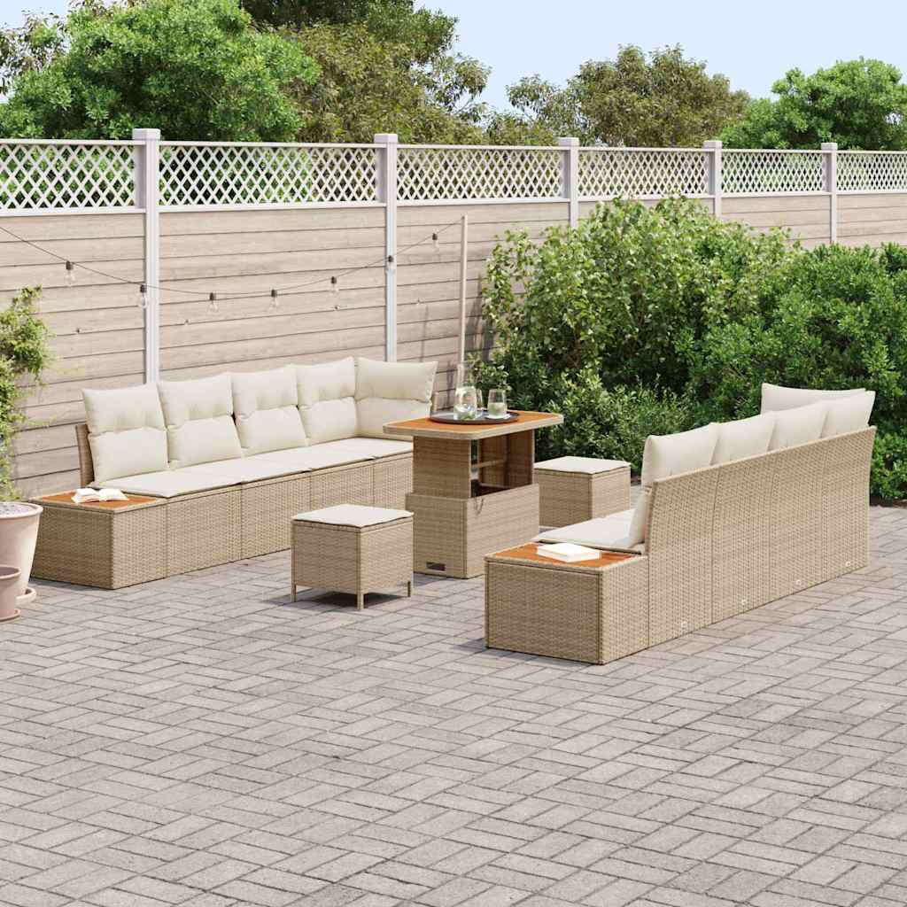 Garten-Sofa-Set 11 pcs Beige und Creme 90 x 55 x 71 cm