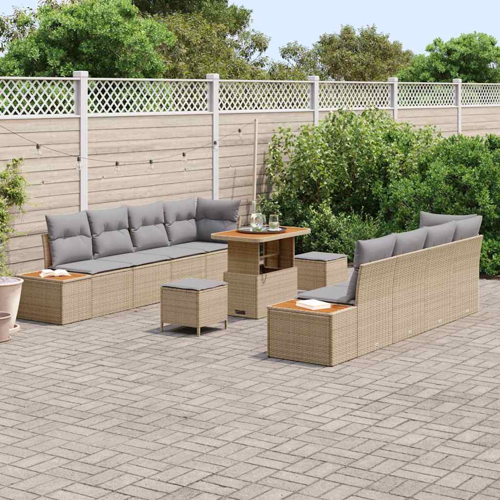 Garten-Sofa-Set 11 pcs Beige und Hellgrau 90 x 55 x 71 cm