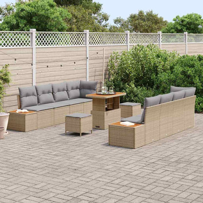 Garten-Sofa-Set 11 pcs Beige und Hellgrau 90 x 55 x 71 cm