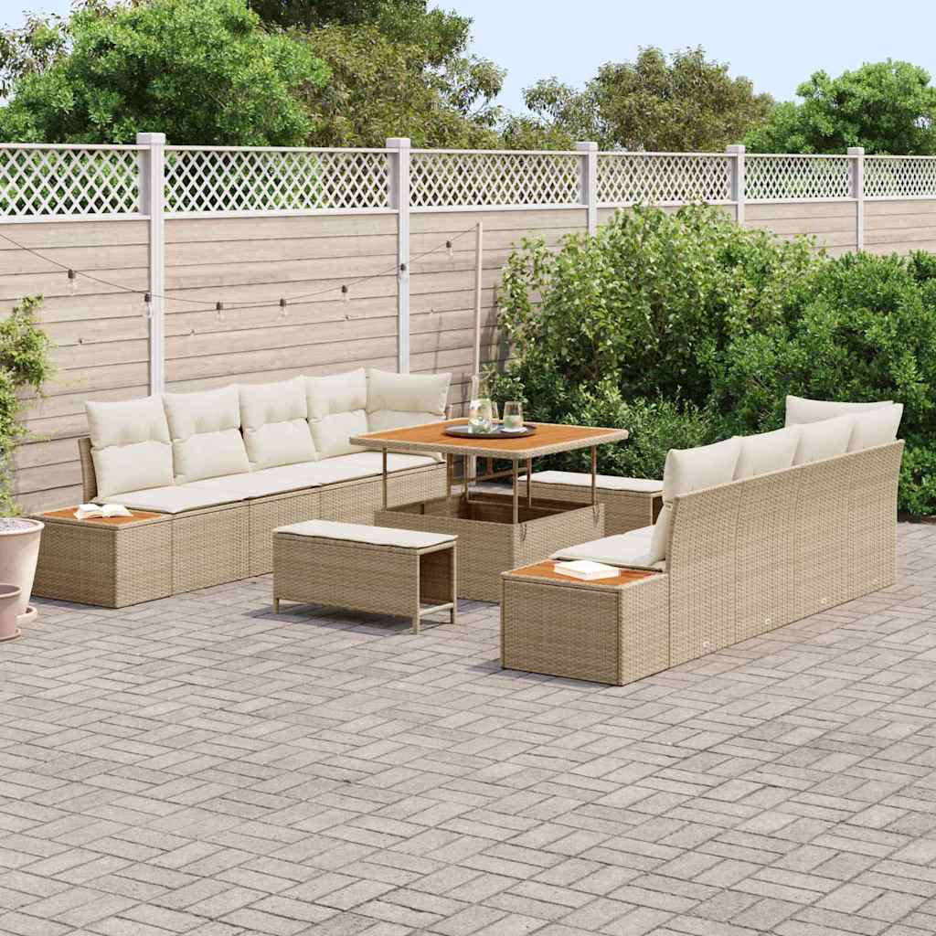 Garten-Sofa-Set 11 pcs Beige und Creme 100 x 100 x 71 cm