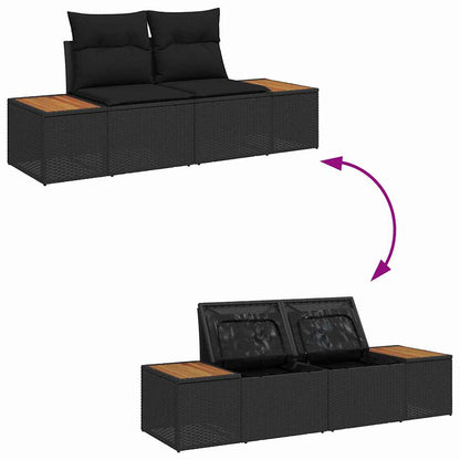 Garten-Sofa-Set mit Kissen 10 pcs Schwarz 90 x 55 x 71 cm
