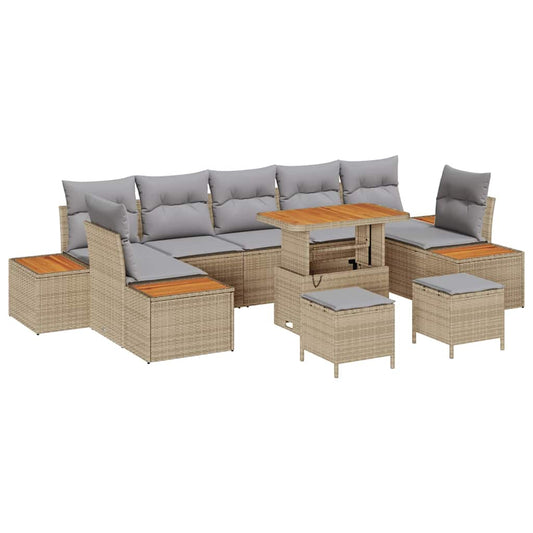 Garten-Sofa-Set 10 pcs Beige und Hellgrau 90 x 55 x 71 cm