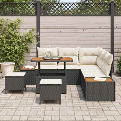 Garten-Sofa-Set mit Kissen 8 pcs Schwarz Poly Rattan