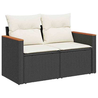 Garten-Sofa-Set mit Kissen 8 pcs Schwarz Poly Rattan