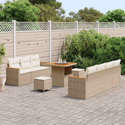 Garten-Sofa-Set mit Kissen 10 pcs Beige Poly Rattan