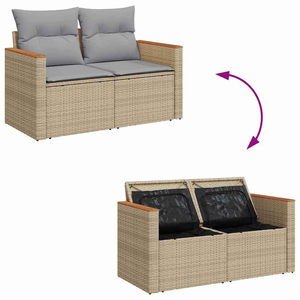 Garten-Sofa-Set mit Kissen 10 pcs Beige Poly Rattan