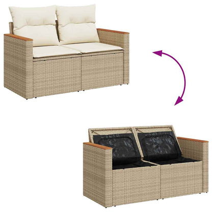 Garten-Sofa-Set mit Kissen 10 pcs Beige Poly Rattan