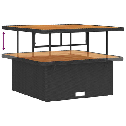 Garten-Sofa-Set mit Kissen mit Speicher Schwarz Poly Rattan