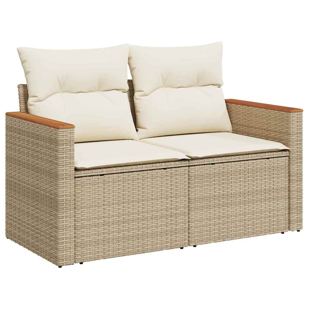 Garten-Sofa-Set mit Kissen 14 pcs Beige Poly Rattan