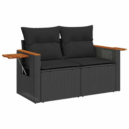 Garten-Sofa-Set mit Kissen 11 pcs Schwarz Poly Rattan