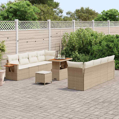 Garten-Sofa-Set mit Kissen 11 pcs Beige Poly Rattan