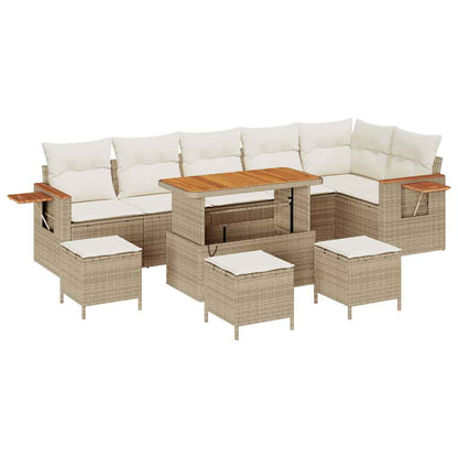 Garten-Sofa-Set mit Kissen 10 pcs Beige Poly Rattan