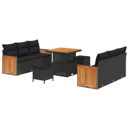 Garten-Sofa-Set 9 pcs Schwarz 80 x 80 x 71 cm Poly-Rattan