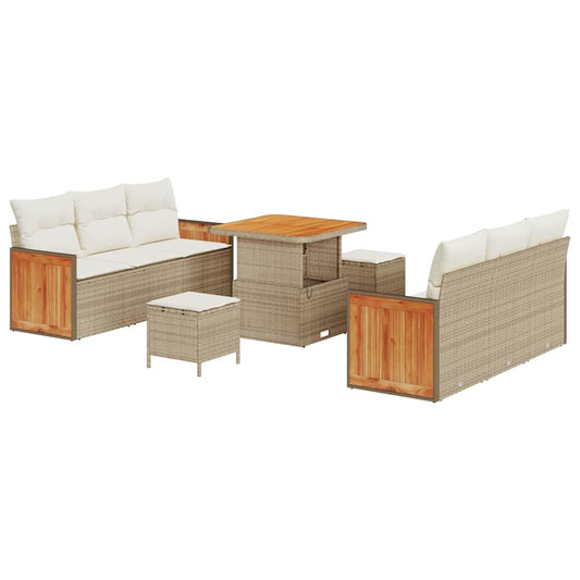 Garten-Sofa-Set 9 pcs Beige, Creme 80 x 80 x 71 cm Poly-Rattan